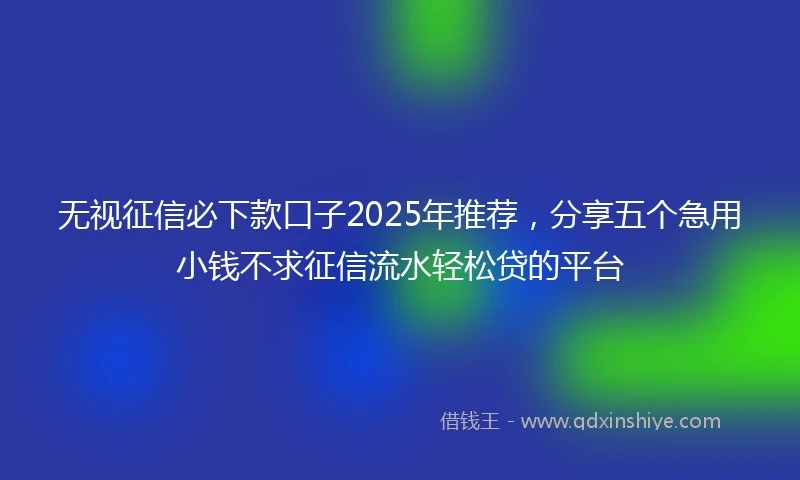 无视征信必下款口子2025年推荐，分享五个急用小钱不求征信流水轻松贷的平台