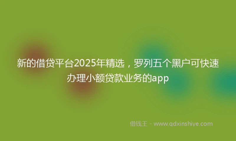 新的借贷平台2025年精选，罗列五个黑户可快速办理小额贷款业务的app