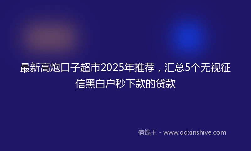 最新高炮口子超市2025年推荐，汇总5个无视征信黑白户秒下款的贷款