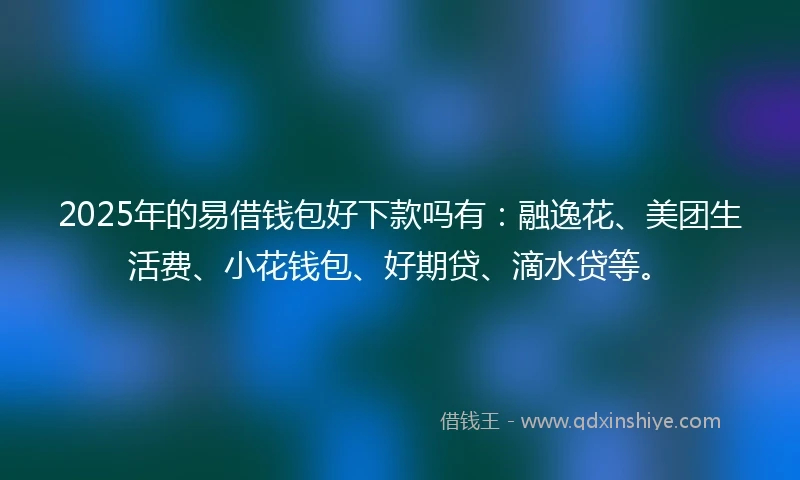 2025年的易借钱包好下款吗有：融逸花、美团生活费、小花钱包、好期贷、滴水贷等。