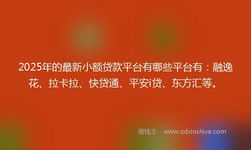 2025年的最新小额贷款平台有哪些平台有：融逸花、拉卡拉、快贷通、平安i贷、东方汇等。