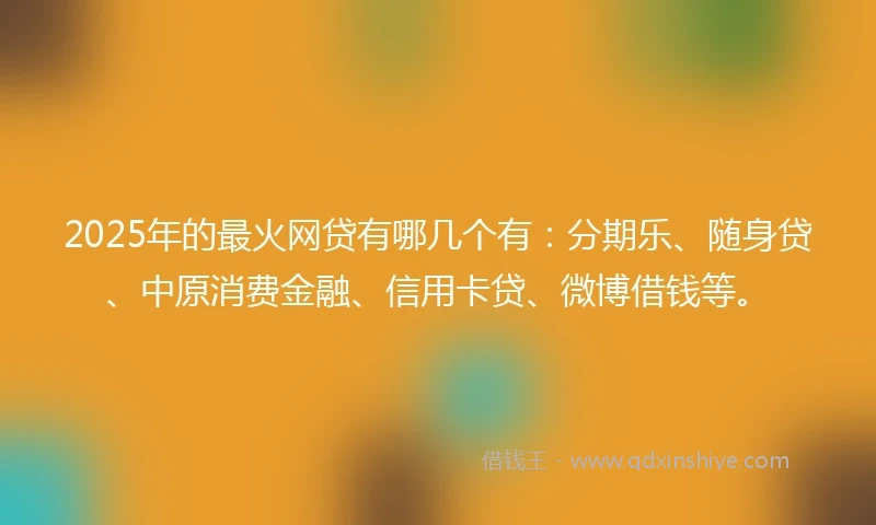 2025年的最火网贷有哪几个有：分期乐、随身贷、中原消费金融、信用卡贷、微博借钱等。
