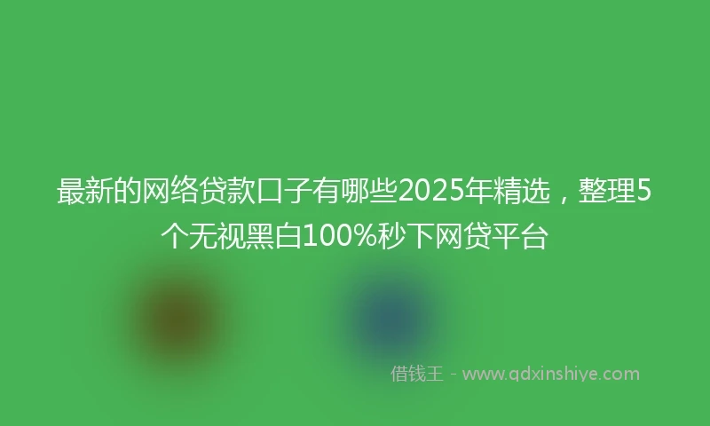 最新的网络贷款口子有哪些2025年精选,整理5个无视黑白100%秒下网贷平台