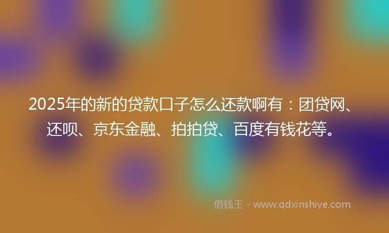 2025年的新的贷款口子怎么还款啊有：团贷网、还呗、京东金融、拍拍贷、百度有钱花等。
