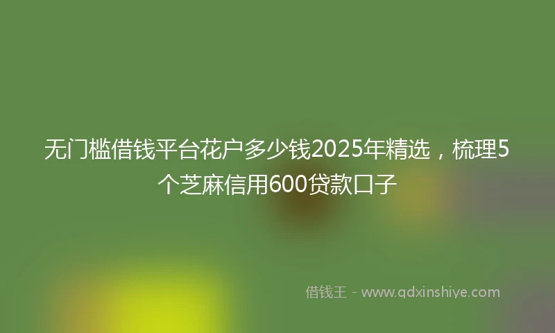 无门槛借钱平台花户多少钱2025年精选，梳理5个芝麻信用600贷款口子