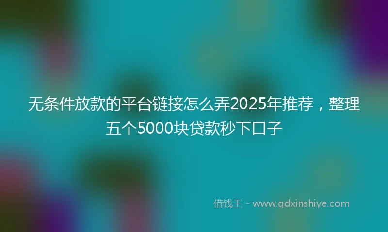 无条件放款的平台链接怎么弄2025年推荐，整理五个5000块贷款秒下口子