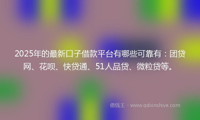 2025年的最新口子借款平台有哪些可靠有：团贷网、花呗、快贷通、51人品贷、微粒贷等。