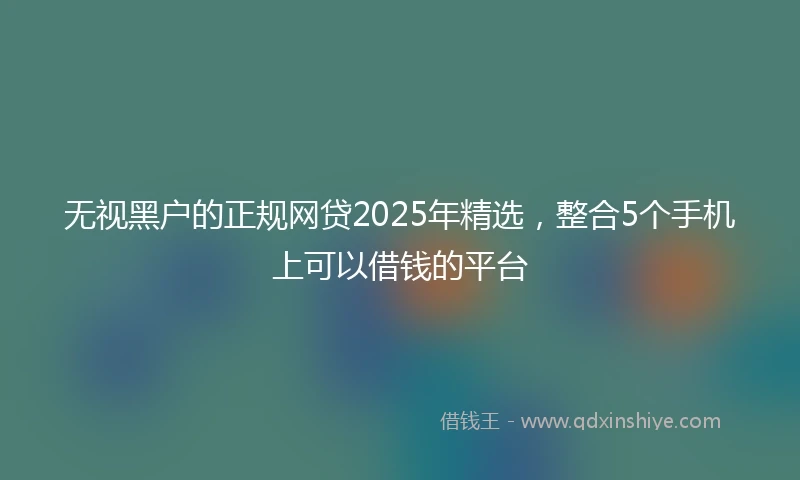 无视黑户的正规网贷2025年精选，整合5个手机上可以借钱的平台