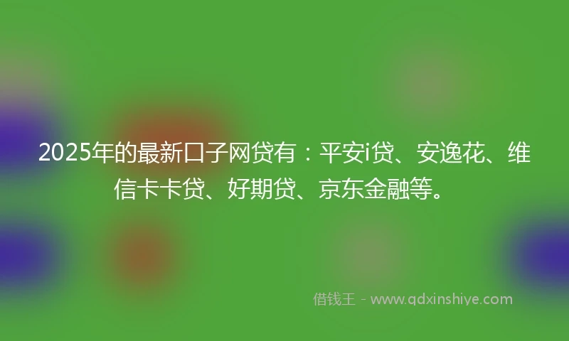 2025年的最新口子网贷有：平安i贷、安逸花、维信卡卡贷、好期贷、京东金融等。