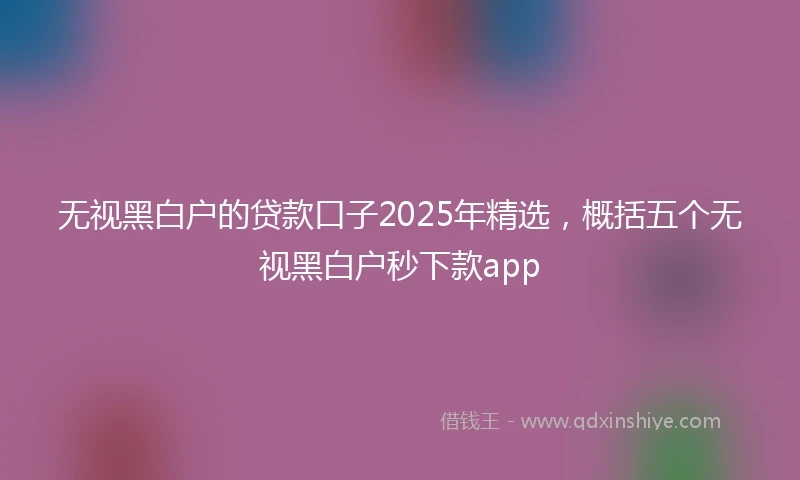 无视黑白户的贷款口子2025年精选，概括五个无视黑白户秒下款app
