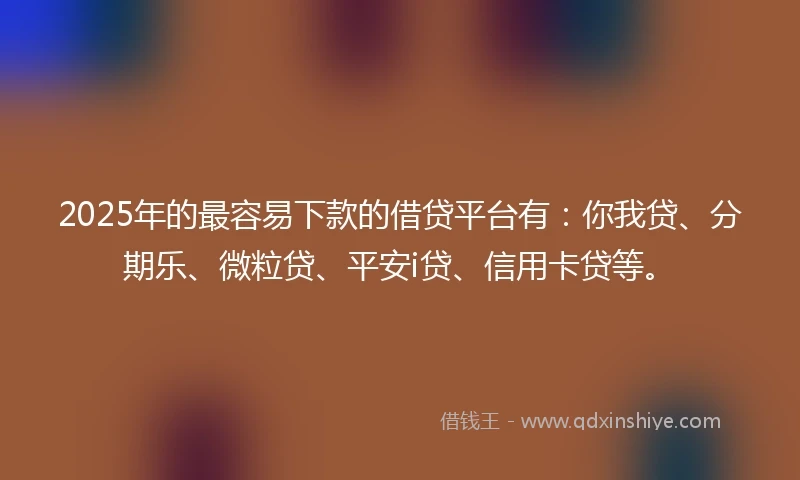 2025年的最容易下款的借贷平台有：你我贷、分期乐、微粒贷、平安i贷、信用卡贷等。