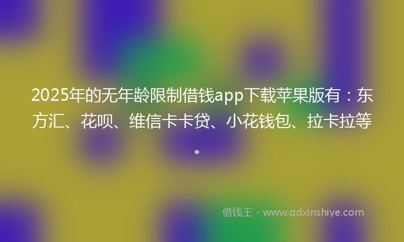 2025年的无年龄限制借钱app下载苹果版有：东方汇、花呗、维信卡卡贷、小花钱包、拉卡拉等。