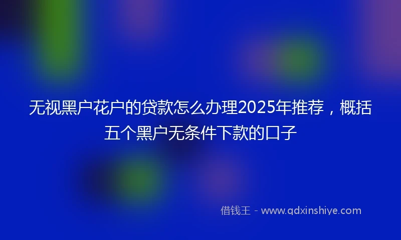 无视黑户花户的贷款怎么办理2025年推荐，概括五个黑户无条件下款的口子