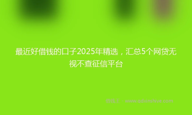 最近好借钱的口子2025年精选,汇总5个网贷无视不查征信平台