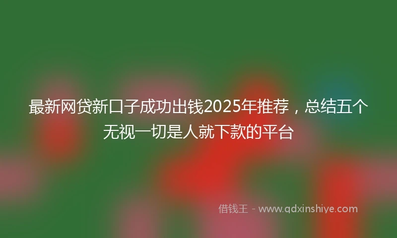 最新网贷新口子成功出钱2025年推荐，总结五个无视一切是人就下款的平台
