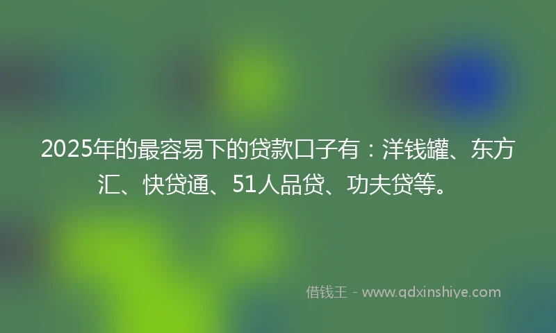 2025年的最容易下的贷款口子有：洋钱罐、东方汇、快贷通、51人品贷、功夫贷等。