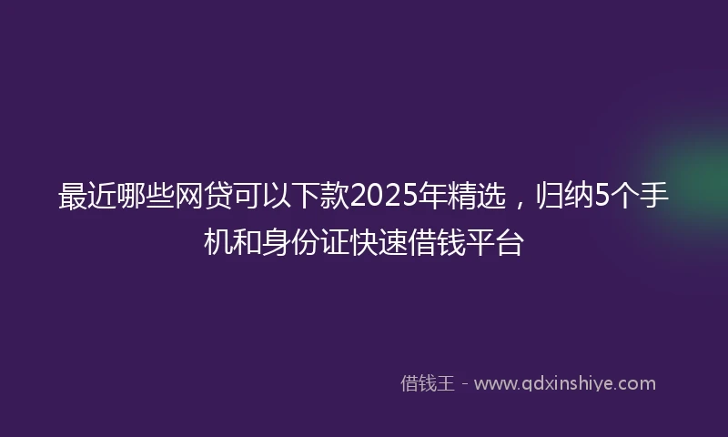 最近哪些网贷可以下款2025年精选，归纳5个手机和身份证快速借钱平台