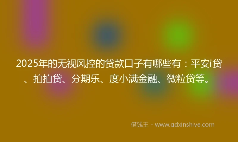 2025年的无视风控的贷款口子有哪些有：平安i贷、拍拍贷、分期乐、度小满金融、微粒贷等。