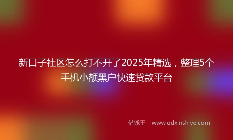 新口子社区怎么打不开了2025年精选，整理5个手机小额黑户快速贷款平台