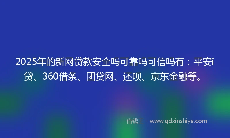 2025年的新网贷款安全吗可靠吗可信吗有：平安i贷、360借条、团贷网、还呗、京东金融等。