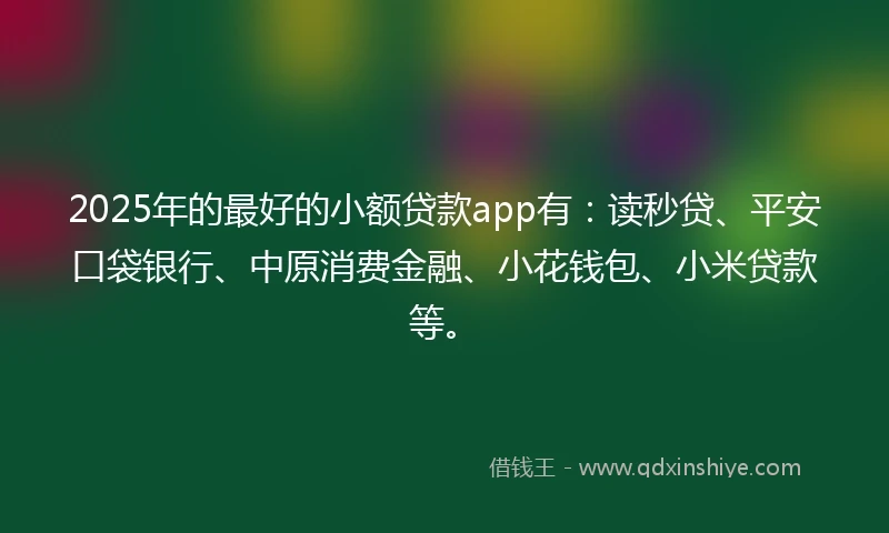 2025年的最好的小额贷款app有：读秒贷、平安口袋银行、中原消费金融、小花钱包、小米贷款等。