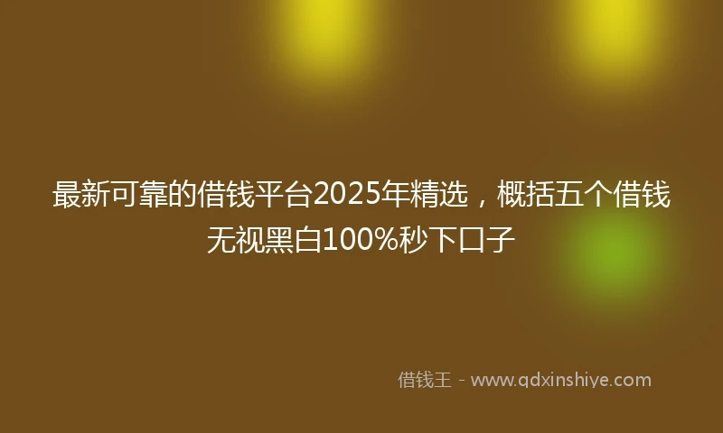 最新可靠的借钱平台2025年精选,概括五个借钱无视黑白100%秒下口子