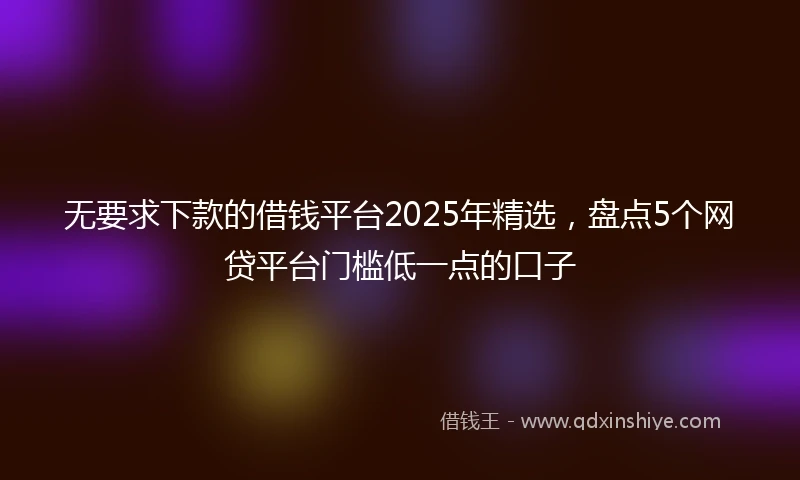 无要求下款的借钱平台2025年精选，盘点5个网贷平台门槛低一点的口子