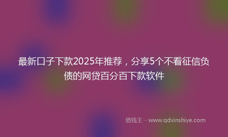 最新口子下款2025年推荐,分享5个不看征信负债的网贷百分百下款软件