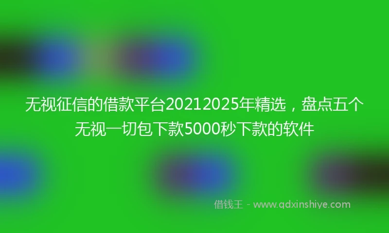 无视征信的借款平台20212025年精选，盘点五个无视一切包下款5000秒下款的软件