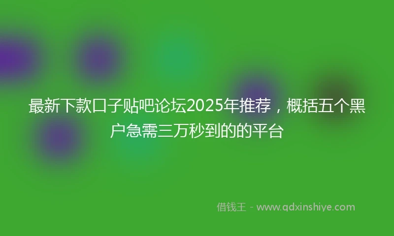 最新下款口子贴吧论坛2025年推荐，概括五个黑户急需三万秒到的的平台