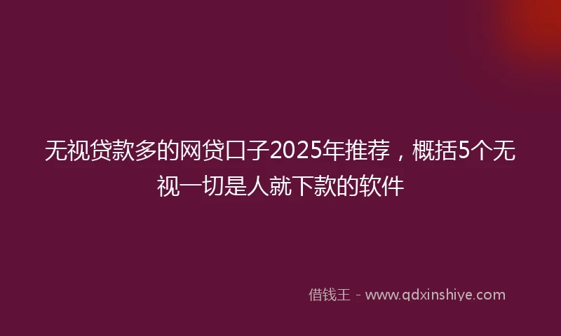 无视贷款多的网贷口子2025年推荐，概括5个无视一切是人就下款的软件