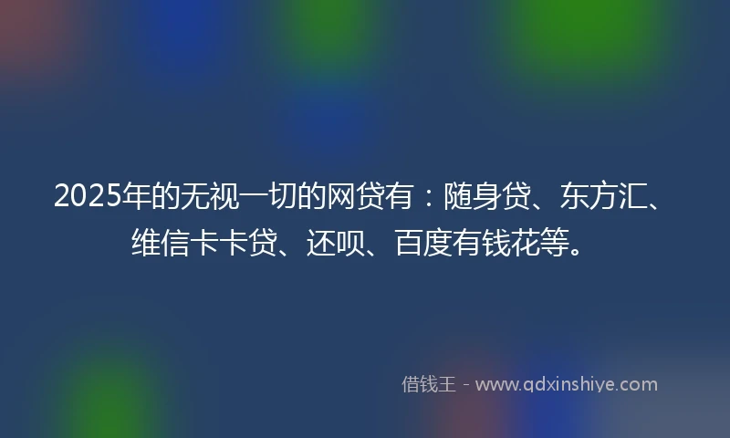 2025年的无视一切的网贷有：随身贷、东方汇、维信卡卡贷、还呗、百度有钱花等。