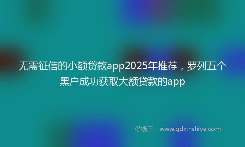 无需征信的小额贷款app2025年推荐，罗列五个黑户成功获取大额贷款的app