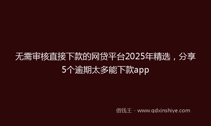 无需审核直接下款的网贷平台2025年精选，分享5个逾期太多能下款app