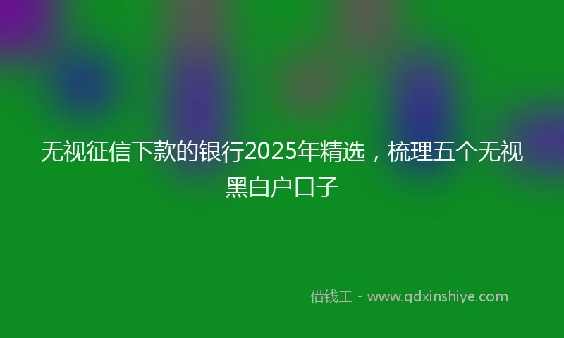 无视征信下款的银行2025年精选，梳理五个无视黑白户口子