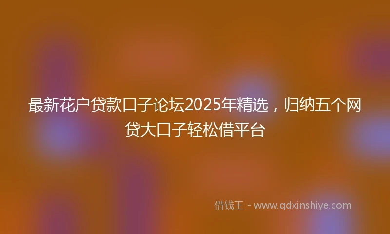 最新花户贷款口子论坛2025年精选，归纳五个网贷大口子轻松借平台