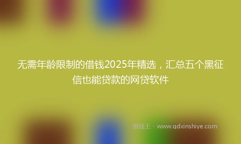 无需年龄限制的借钱2025年精选，汇总五个黑征信也能贷款的网贷软件