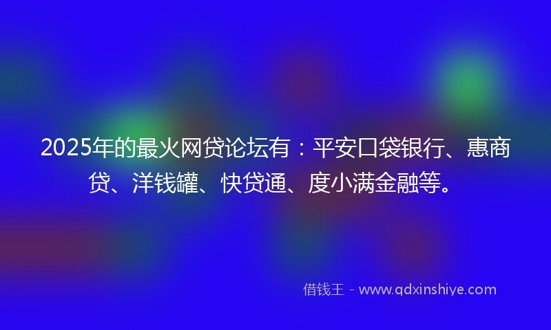 2025年的最火网贷论坛有：平安口袋银行、惠商贷、洋钱罐、快贷通、度小满金融等。