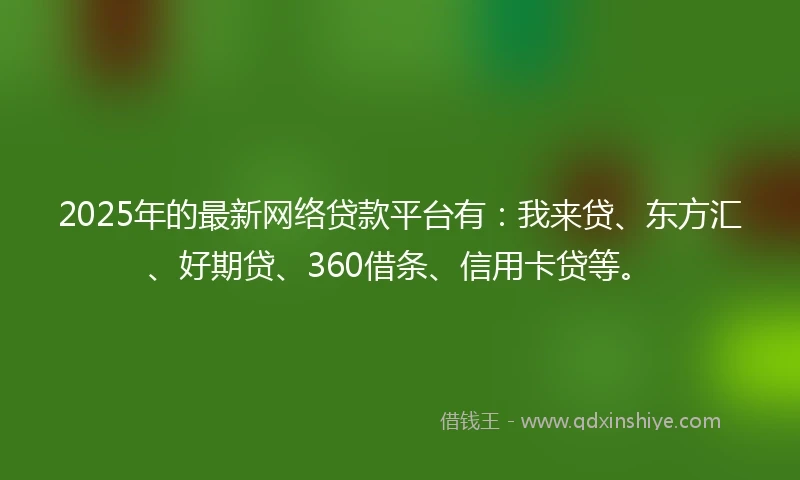 2025年的最新网络贷款平台有：我来贷、东方汇、好期贷、360借条、信用卡贷等。