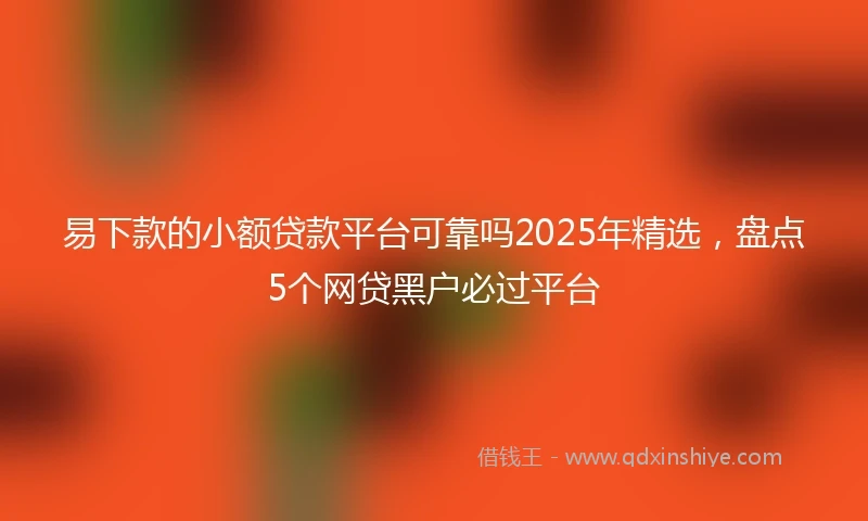 易下款的小额贷款平台可靠吗2025年精选，盘点5个网贷黑户必过平台