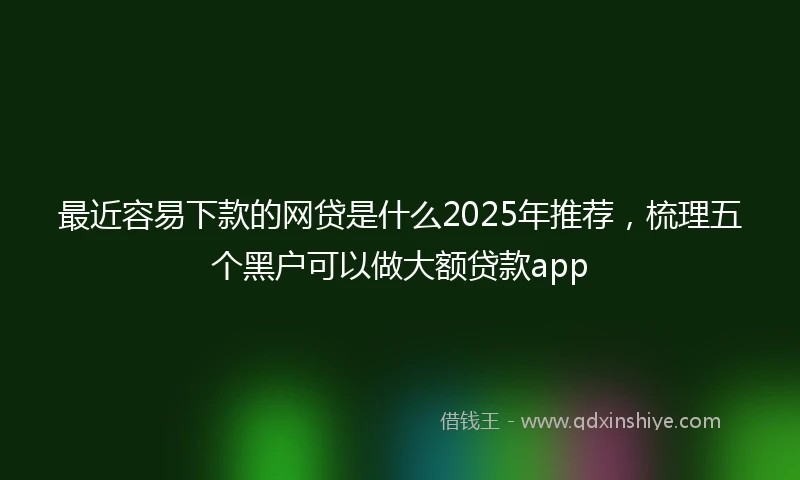 最近容易下款的网贷是什么2025年推荐，梳理五个黑户可以做大额贷款app