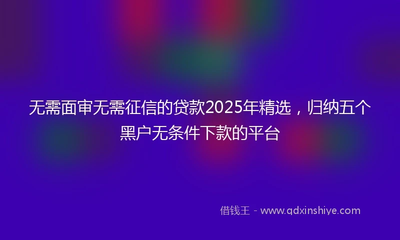 无需面审无需征信的贷款2025年精选，归纳五个黑户无条件下款的平台