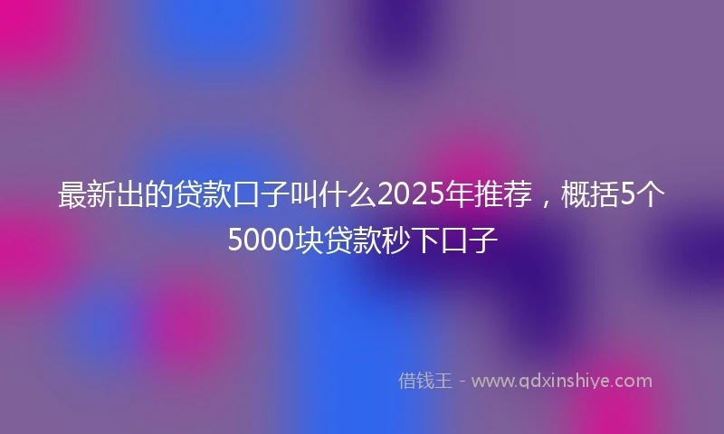 最新出的贷款口子叫什么2025年推荐，概括5个5000块贷款秒下口子