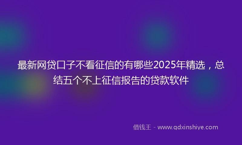 最新网贷口子不看征信的有哪些2025年精选，总结五个不上征信报告的贷款软件