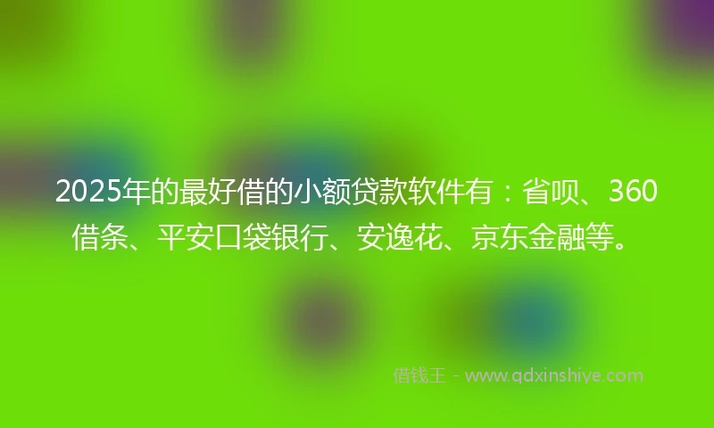 2025年的最好借的小额贷款软件有：省呗、360借条、平安口袋银行、安逸花、京东金融等。
