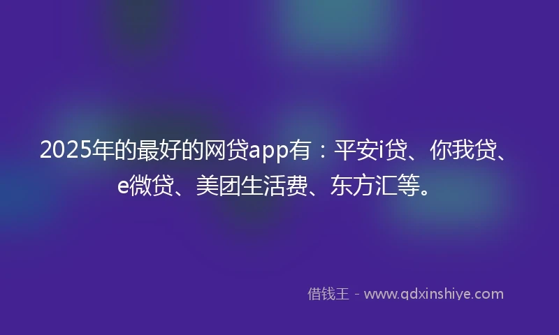 2025年的最好的网贷app有：平安i贷、你我贷、e微贷、美团生活费、东方汇等。