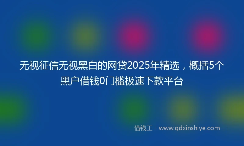 无视征信无视黑白的网贷2025年精选，概括5个黑户借钱0门槛极速下款平台
