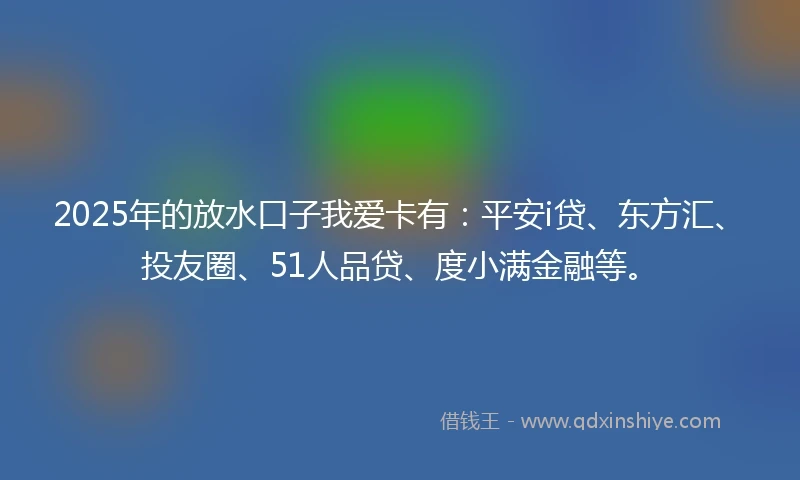 2025年的放水口子我爱卡有：平安i贷、东方汇、投友圈、51人品贷、度小满金融等。