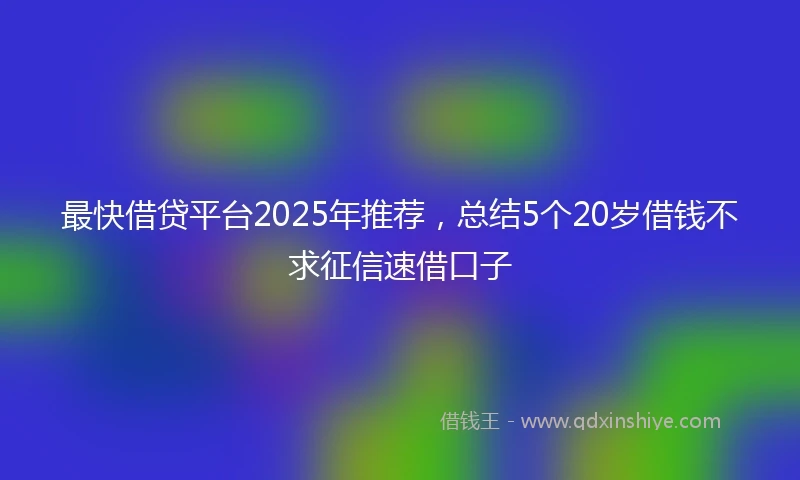 最快借贷平台2025年推荐，总结5个20岁借钱不求征信速借口子