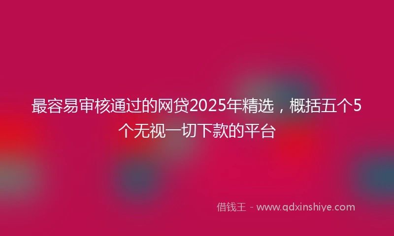 最容易审核通过的网贷2025年精选，概括五个5个无视一切下款的平台